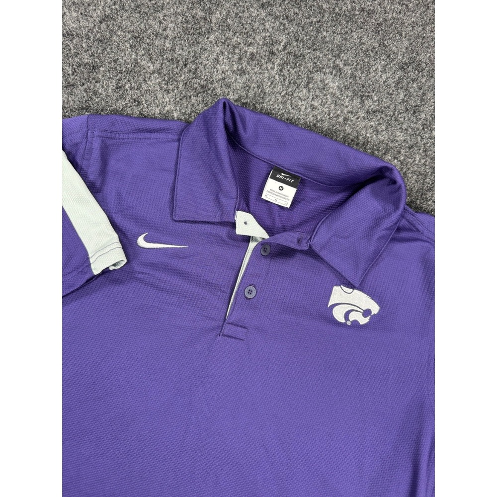 Nike Dri-FIT Kansas State Wildcats Polo Shirt Purple Embroidered Swoosh Men's M